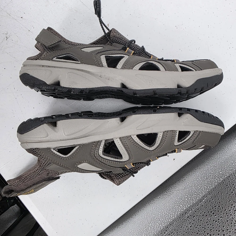 Eddie Bauer Men's Laketrail‎ Water Sandals Brown Gray Size 11M Bungee EUC.